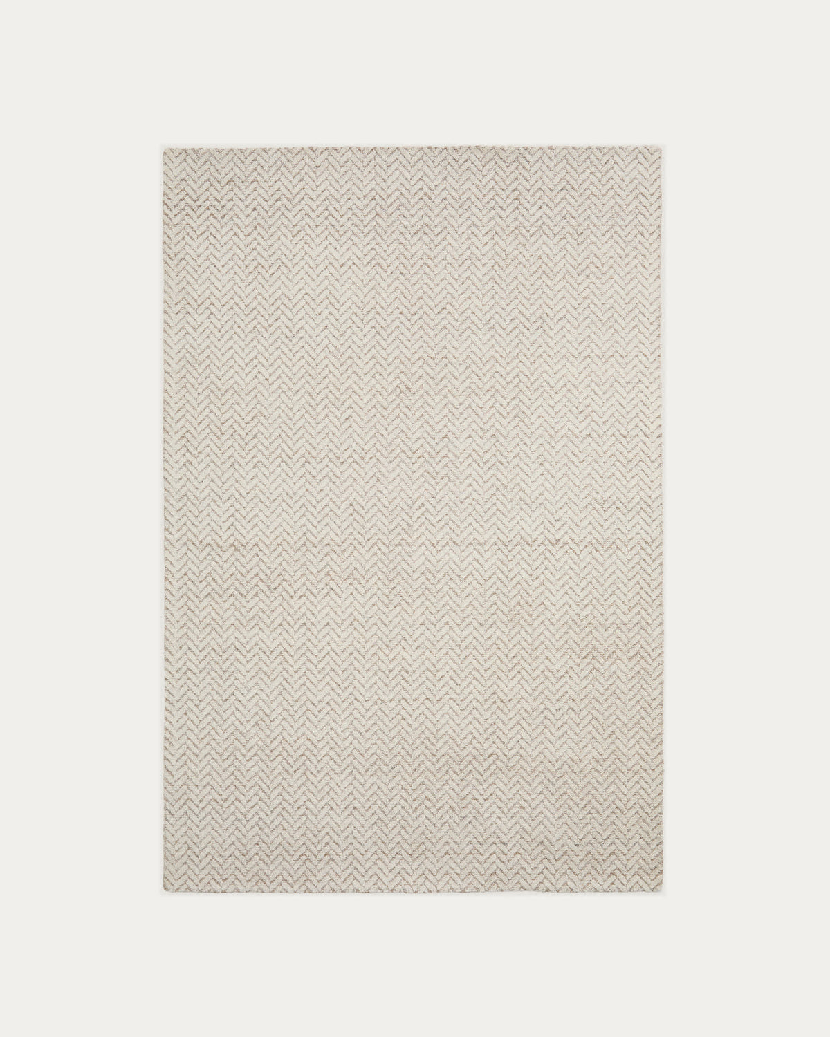 Tapis Japandi en laine jacquard à motif tressé beige 230 x 160 cm - Calira