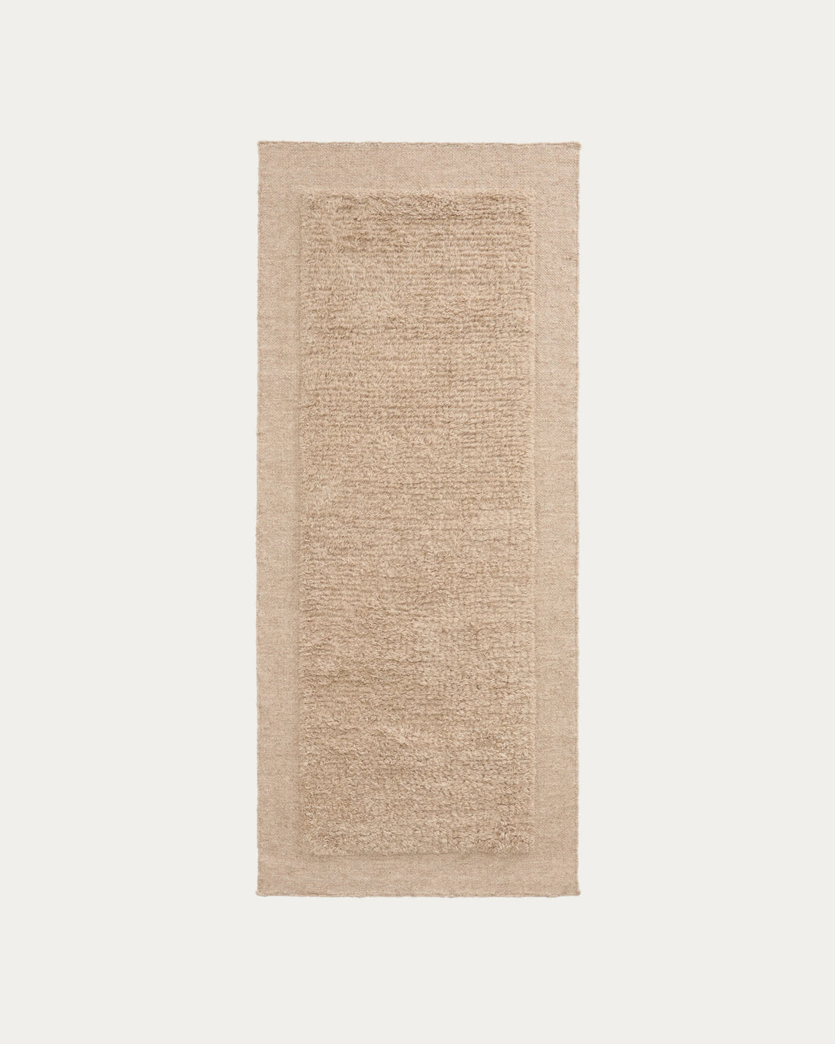 Tapis de couloir Japandi en laine beige 200 x 80 cm - Marely