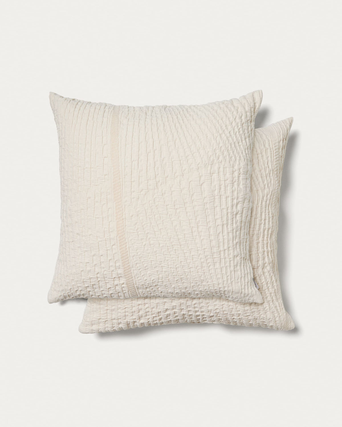 Ensemble Japandi de 2 housses de coussin 100 % coton avec structure et rayures 50 x 50 cm - Raylo
