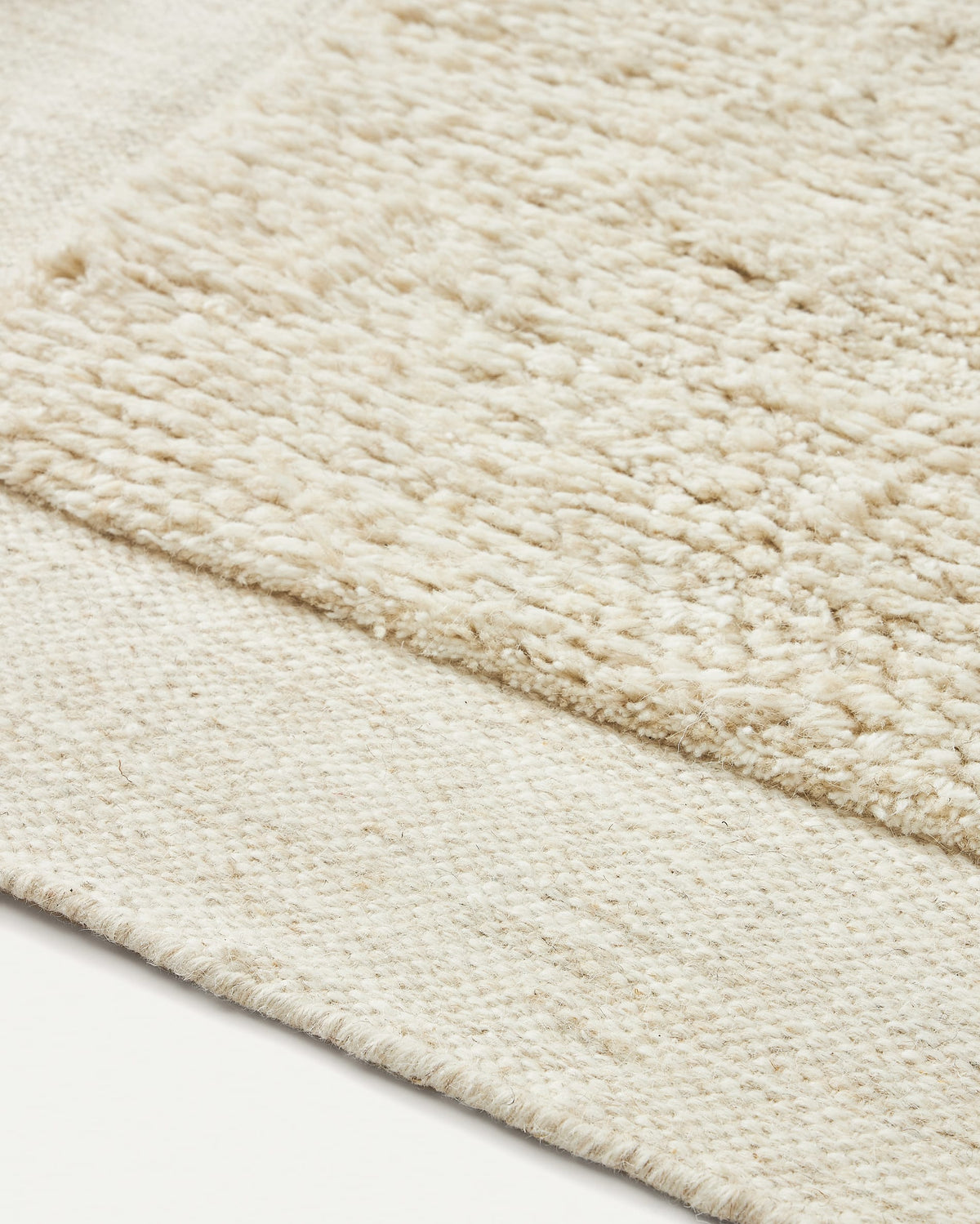 Tapis Japandi en laine blanc 200 x 300 cm - Marely