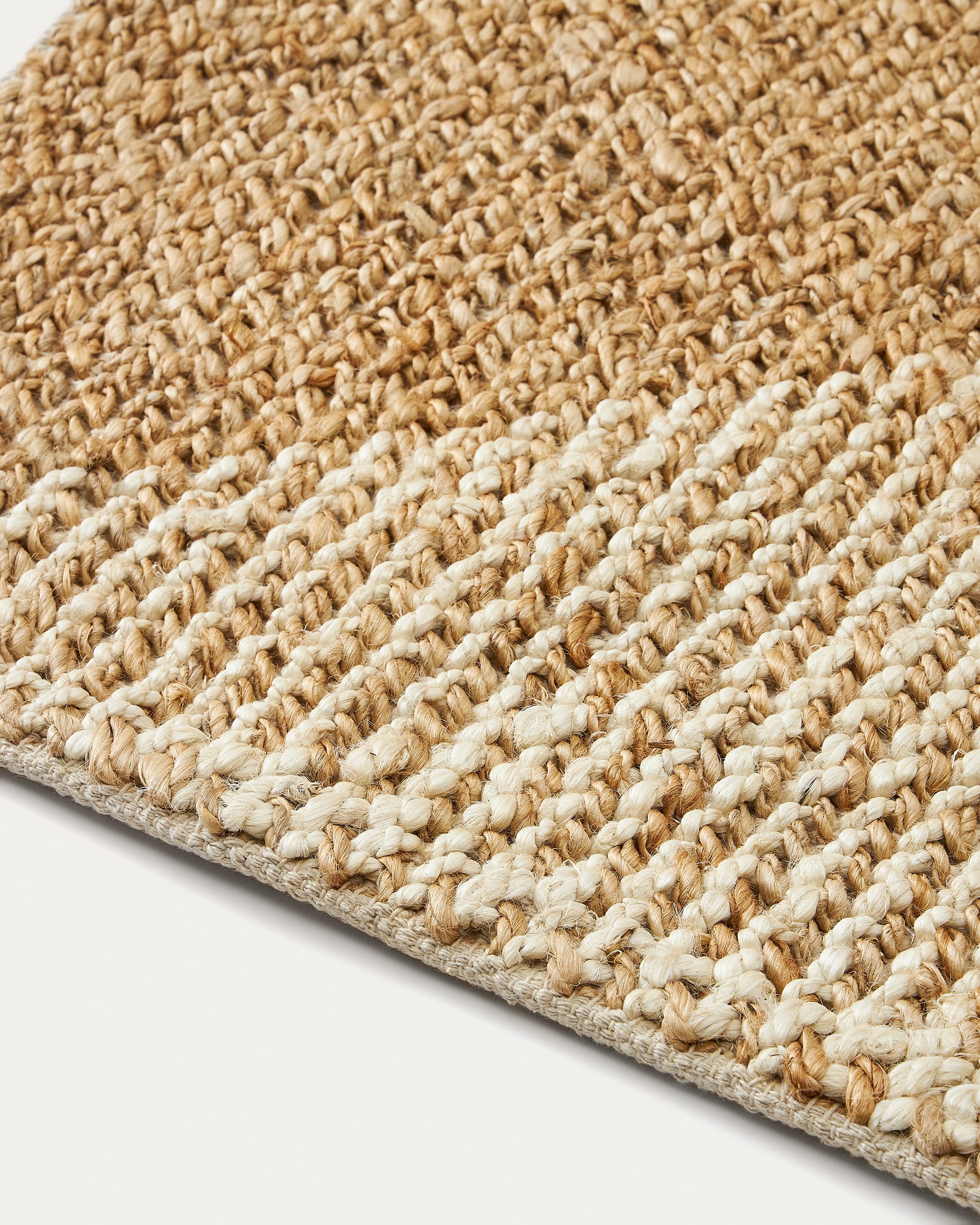 Tapis Japandi en jute et coton à carreaux naturel 160 x 230 cm - Maelan