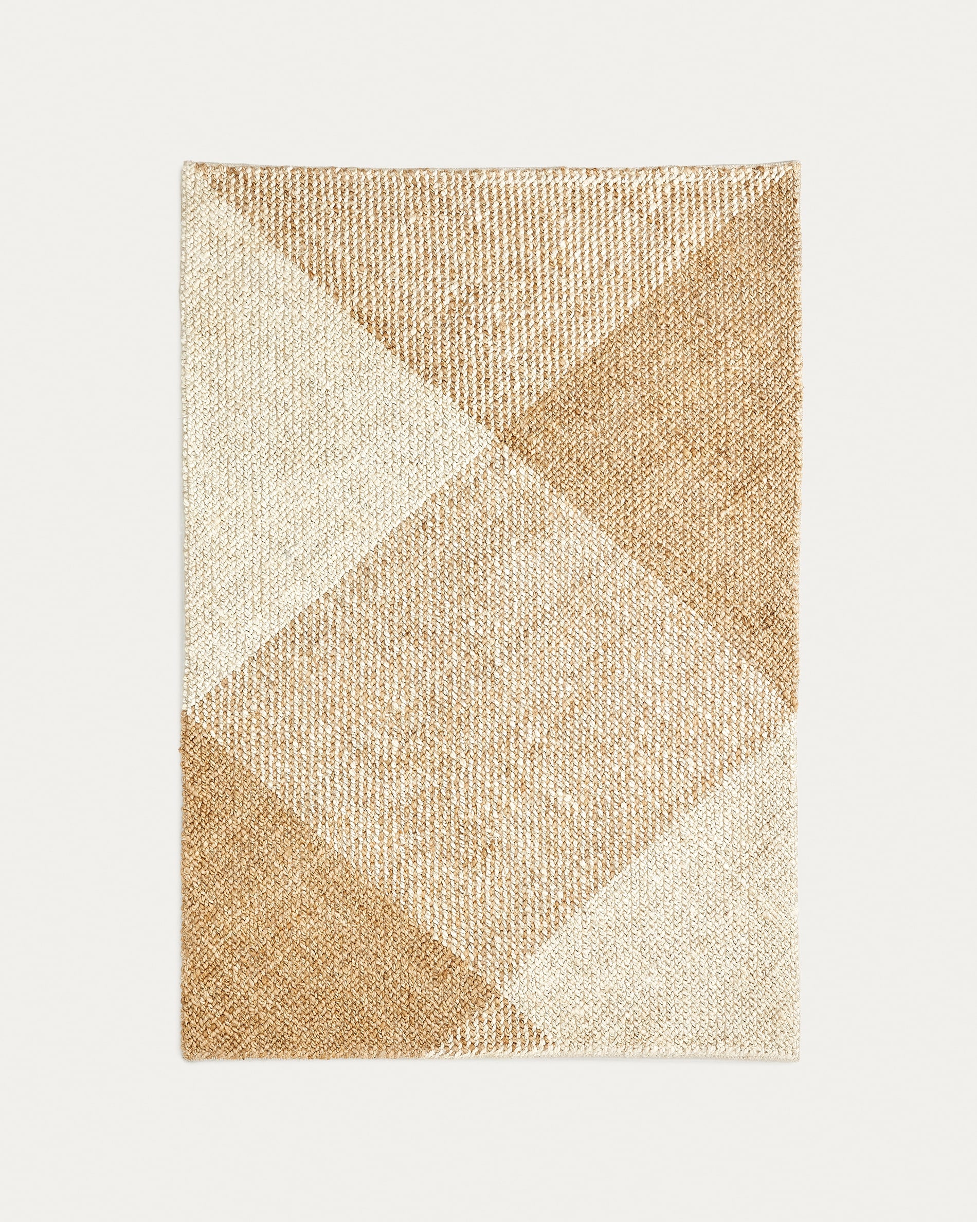 Tapis Japandi en jute et coton à carreaux naturel 160 x 230 cm - Maelan