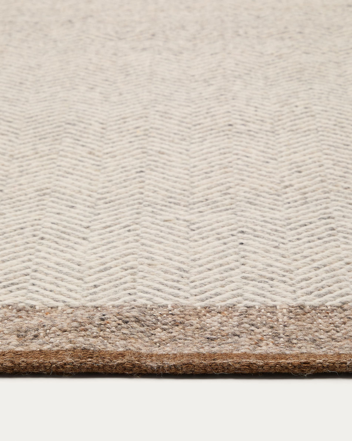Tapis Japandi jacquard en laine beige 200 x 300 cm - Nifelia