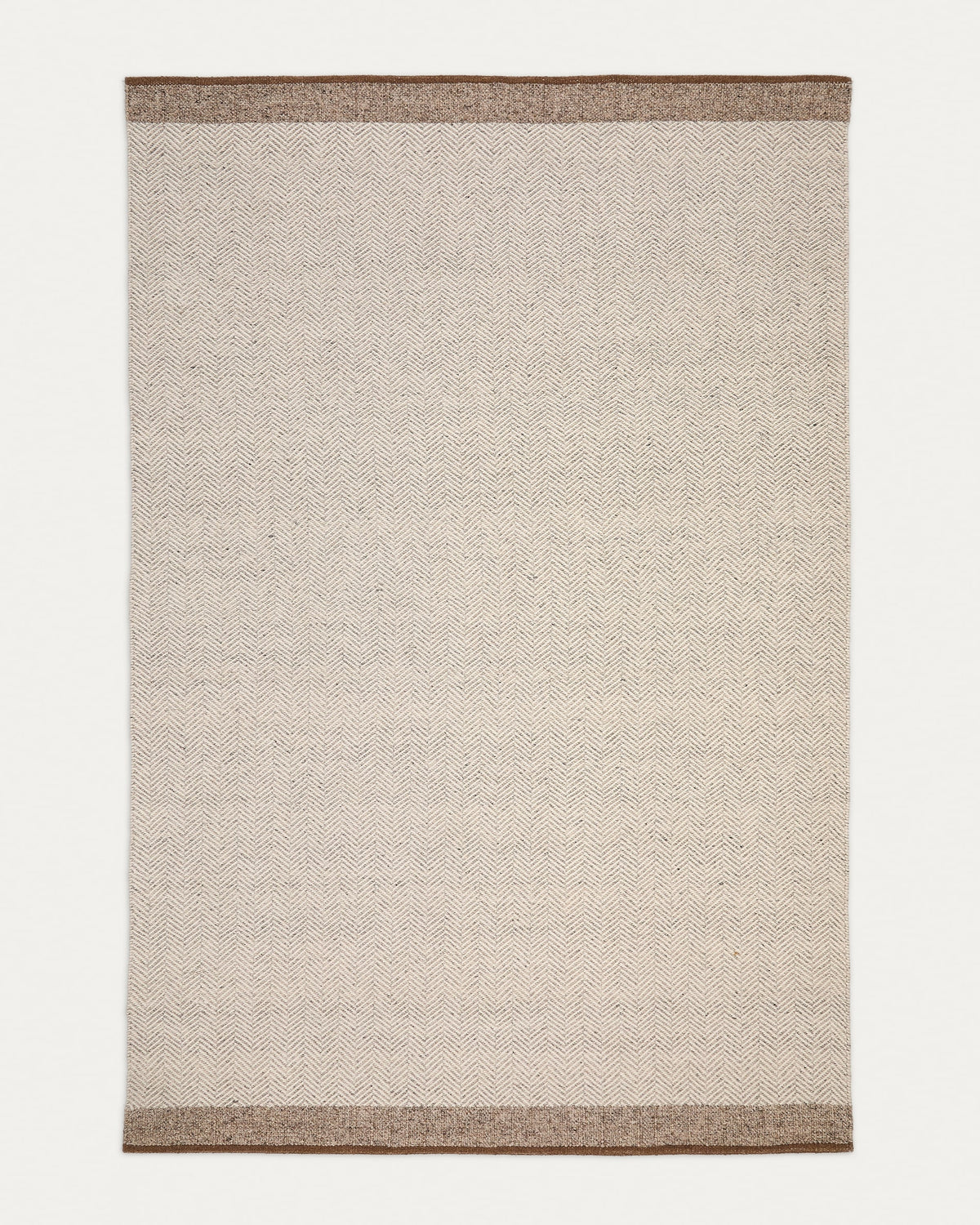 Tapis Japandi jacquard en laine beige 200 x 300 cm - Nifelia
