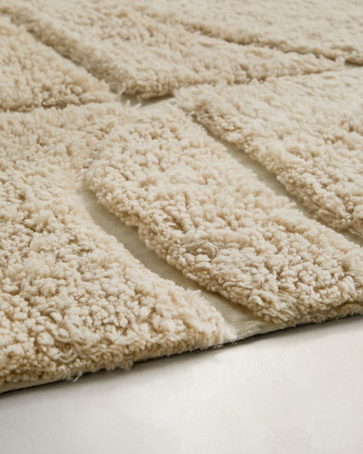 Tapis Japandi jacquard en laine écru 200 x 300 cm - Nak