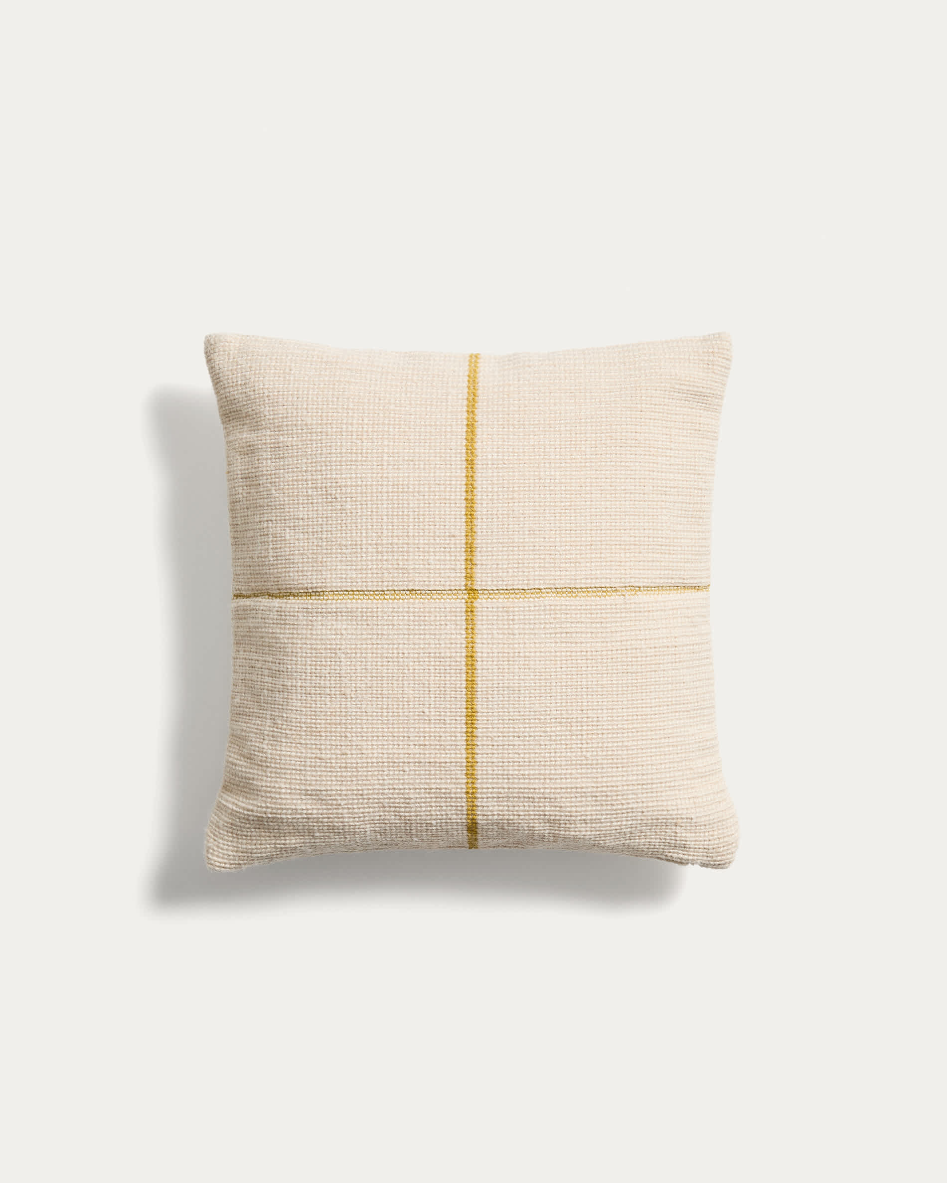 Housse de coussin Japandi 100 % PET jacquard jaune 45 x 45 cm - Atima