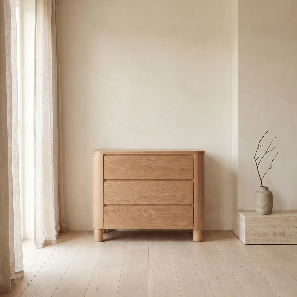 Commode Japandi en contreplaqué de frêne 120 x 80 cm - Salaya
