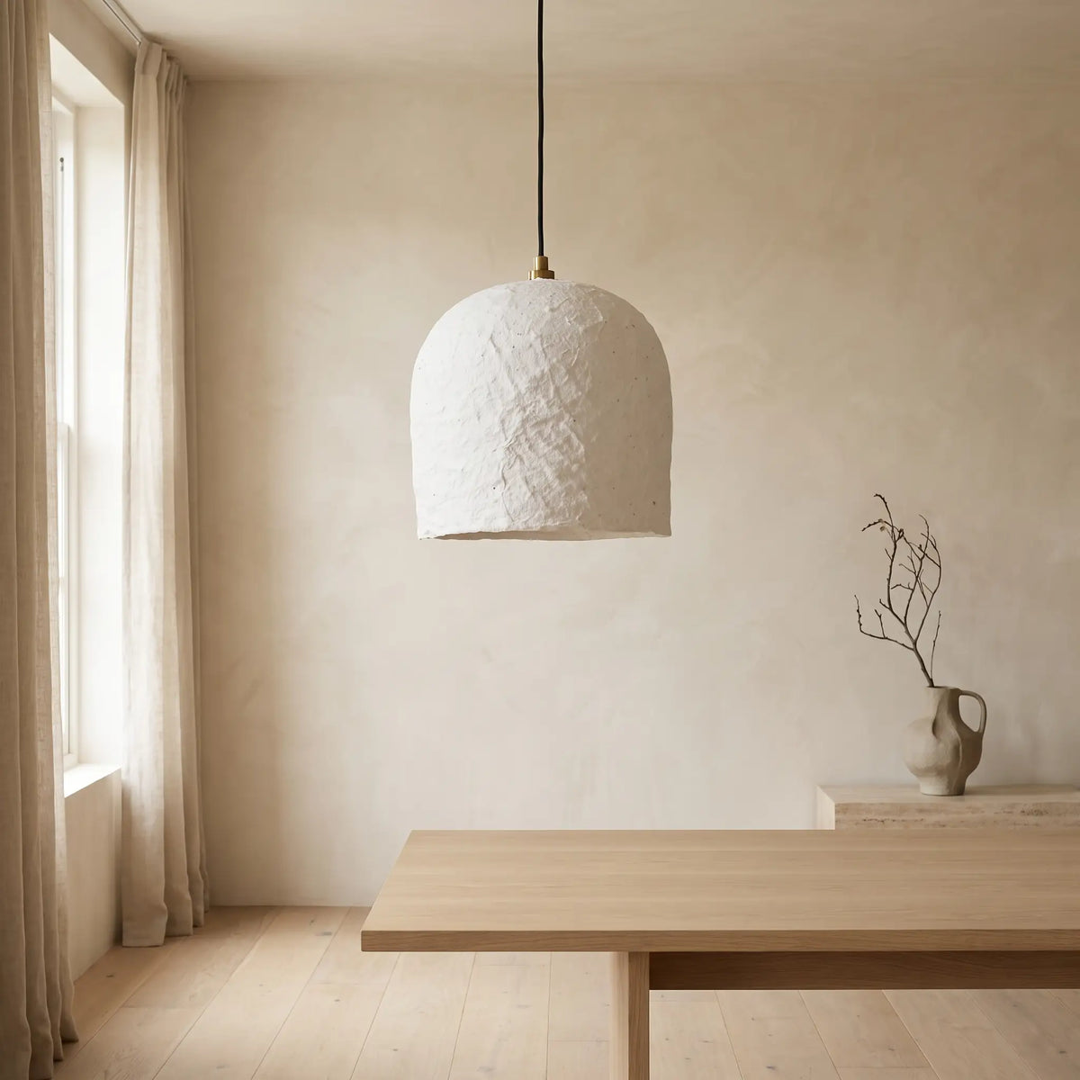 Plafonnier Japandi en papier mâché blanc Ø 25 cm - Calvia