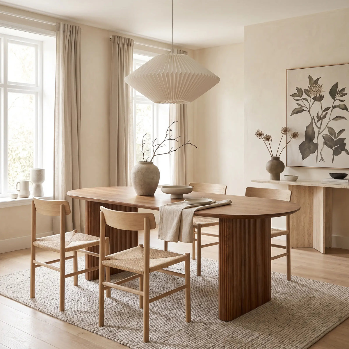 Table à manger Japandi 8 personnes en bois de manguier naturel 200 x 100 cm - Balimela